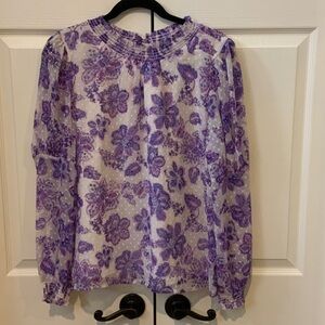 Never worn - LOFT Purple Floral Blouse
